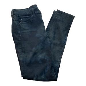 7 For All Mankind The Skinny Oil Slick Pattern Jeans Black Size 27